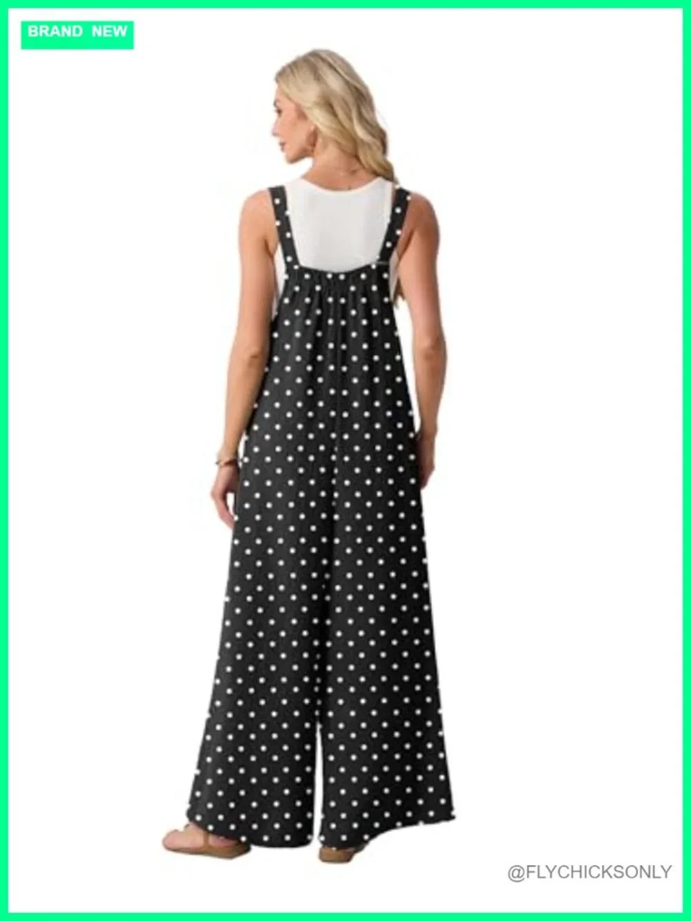 Womens Casual Jumpsuit Wide Leg Romper Sleeveless Overalls with Pockets